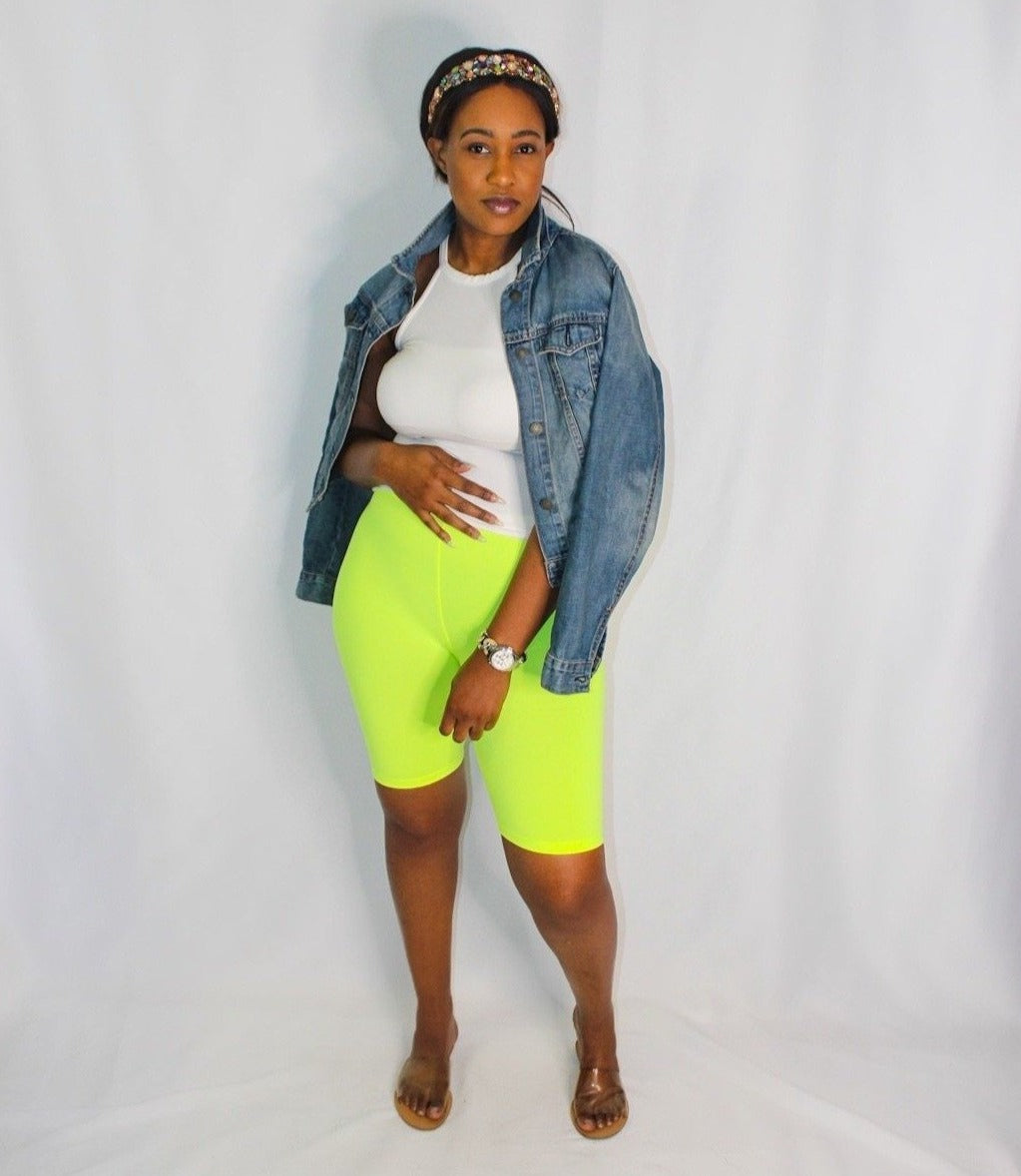 The Essential Biker Shorts-Neon Lime