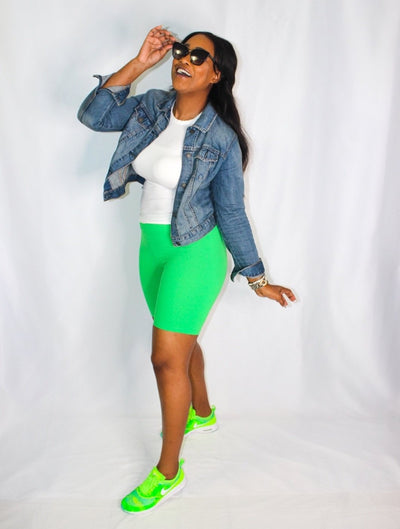 The Essential Biker Shorts-Neon Bright Green