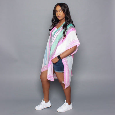 Stripe Kimono-Pink